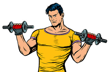 Image showing man with dumbbells isolate on white background