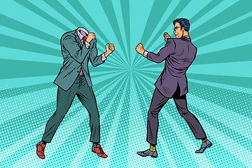 Image showing Two men businessman fighting. Pattern without head