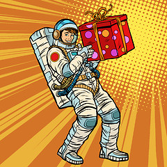 Image showing Astronaut birthday with a gift