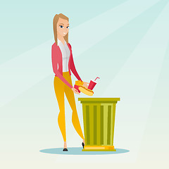 Image showing Woman throwing junk food vector illustration.