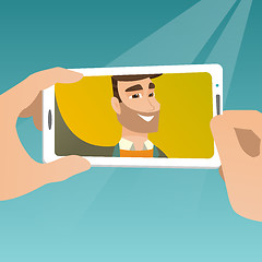 Image showing Young man making selfie vector illustration.