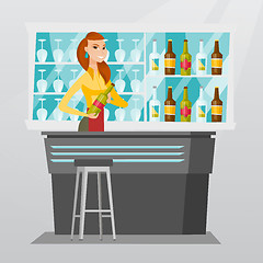 Image showing Bartender standing at the bar counter.