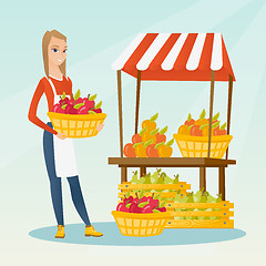 Image showing Street seller with fruits and vegetables.