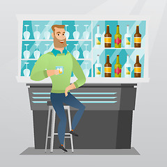 Image showing Caucasian man sitting at the bar counter.