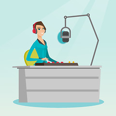 Image showing Female dj working on the radio vector illustration