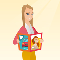 Image showing Woman reading magazine vector illustration.