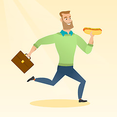 Image showing Business man eating hot dog vector illustration.