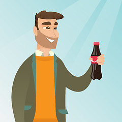 Image showing Young man drinking soda vector illustration.