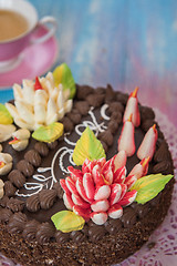 Image showing Cake on color background