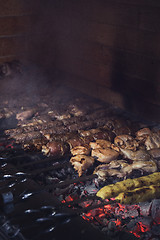 Image showing Grilling marinated shashlik