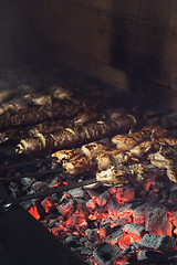 Image showing Grilling marinated shashlik