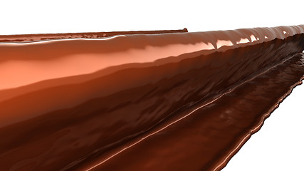 Image showing Melted chocolate or cocoa coffee splashes and droplets