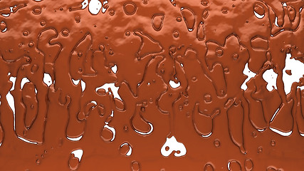 Image showing Chocolate or cocoa coffee splashes and droplets