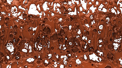 Image showing Melting chocolate or cocoa coffee splashes and droplets