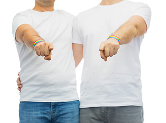 Image showing couple with gay pride rainbow wristbands