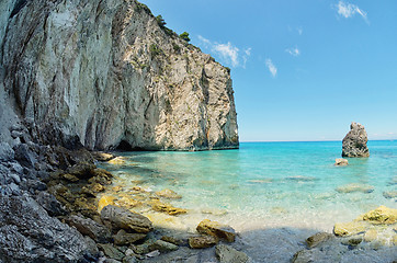 Image showing Blue waters of Ionian sea, near Agios Nikitas