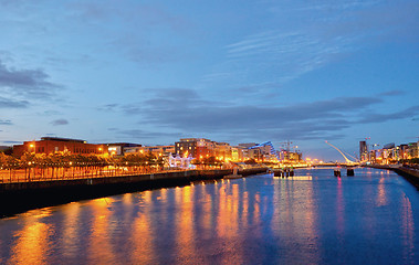 Image showing Samuel Beckett Bridge and the river Liffey in Dublin