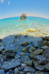 Image showing Blue waters of Ionian sea, near Agios Nikitas