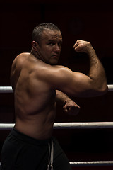 Image showing professional kickboxer in the training ring