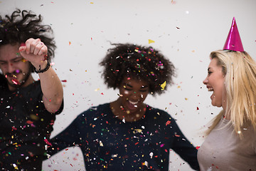 Image showing confetti party multiethnic group of people