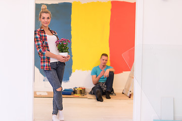 Image showing multiethnic couple renovating their home