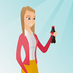 Image showing Young woman drinking soda vector illustration.