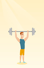 Image showing Man lifting barbell vector illustration.