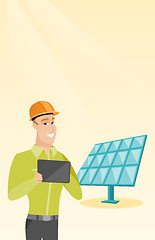 Image showing Caucasian worker of solar power plant.