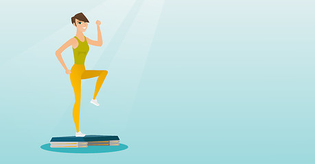 Image showing Woman exercising on steeper vector illustration.