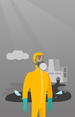 Image showing Scientist wearing radiation protection suit.