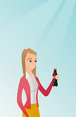 Image showing Young woman drinking soda vector illustration.