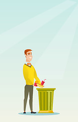 Image showing Man throwing junk food vector illustration.