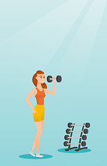 Image showing Woman lifting dumbbell vector illustration.