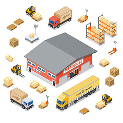 Image showing Warehouse Storage and Delivery Isometric Icons Set