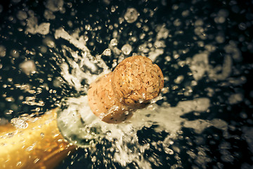 Image showing a champagne cork is popping out