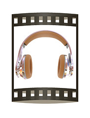 Image showing Best headphone icon. 3d illustration. The film strip.