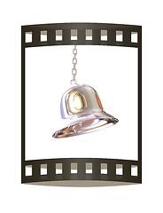 Image showing Shiny metal bell isolated on white background. 3d illustration. 