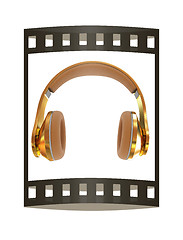 Image showing Best headphone icon. 3d illustration. The film strip.