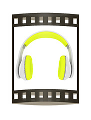 Image showing Best headphone icon. 3d illustration. The film strip.