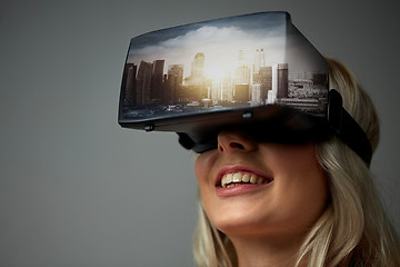 Image showing woman in virtual reality headset or 3d glasses