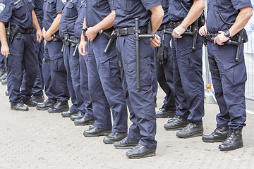 Image showing Intervention police station on the city street monitors the secu