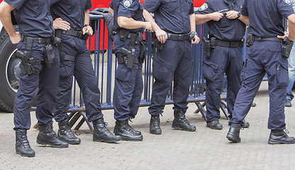 Image showing Intervention police station on the city street monitors the secu