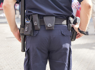 Image showing Intervention police station on the city street monitors the secu