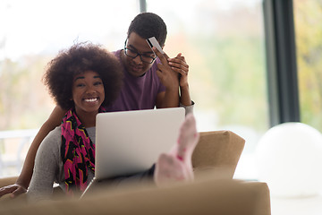 Image showing african american couple shopping online