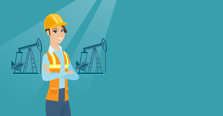 Image showing Cnfident oil worker vector illustration.