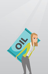 Image showing Woman carrying oil barrel vector illustration.