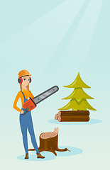 Image showing Lumberjack with chainsaw vector illustration.