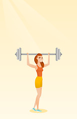 Image showing Woman lifting barbell vector illustration.