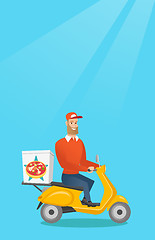 Image showing Man delivering pizza on scooter.