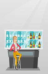 Image showing Caucasian woman sitting at the bar counter.